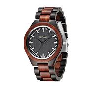Bymax Mens Wooden Watch Analog Quartz Lightweight Handmade Casual Sports Wood Wrist Watches