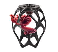 byMazy Betta Play Ground | Floating Hammock and Hiding Cave for Betta, Fish, Shrimp with Feeding Station - Swim-Through Aquarium Ornament and Tank Decoration (Black, Regular)