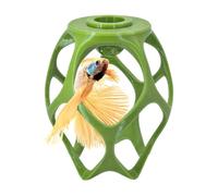 byMazy Floating Betta Cave, Hammock & Log with Frozen Food Feeder - Aquarium Swim-Through Hide for Betta & Gourami | Betta Play-Ground (Yellow Green, Regular)