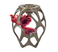 byMazy Floating Betta Cave, Hammock & Log with Frozen Food Feeder - Aquarium Swim-Through Hide for Betta & Gourami | Betta Play-Ground (Bronze, Regular)
