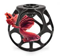byMazy Floating Betta Cave, Hammock & Log with Frozen Food Feeder - Aquarium Swim-Through Hide for Betta & Gourami | Betta Play-Ball (Black)