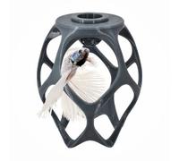 byMazy Floating Betta Cave, Hammock & Log with Frozen Food Feeder - Aquarium Swim-Through Hide for Betta & Gourami | Betta Play-Ground (Anthracite Grey, Regular)