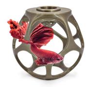 byMazy Floating Betta Cave, Hammock & Log with Frozen Food Feeder - Aquarium Swim-Through Hide for Betta & Gourami | Betta Play-Ball (Bronze)