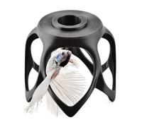 byMazy Floating Betta Cave, Hammock & Log with Frozen Food Feeder - Nano Tank Swim-Through Hide for Betta & Gourami | Betta Play-Ground (Black, Mini)
