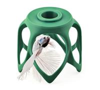 byMazy Floating Betta Cave, Hammock & Log with Frozen Food Feeder - Nano Tank Swim-Through Hide for Betta & Gourami (Forest Green, Mini)