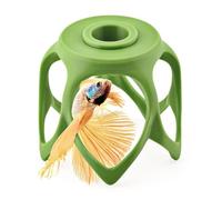 byMazy Floating Betta Cave, Hammock & Log with Frozen Food Feeder - Nano Tank Swim-Through Hide for Betta & Gourami | Betta Play-Ground (Yellow Green, Mini)