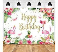 Bymivofun Birthday Backdrop, Happy Birthday Party Backdrop, Flamingo Girl Birthday Backdrop, Professional Vinyl Photography Background Wall (5 x 3 Feets)