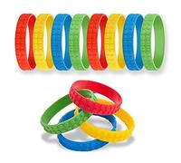 Bymivofun Pack of 8 building block bracelets, colourful brick silicone bracelets, for goodie bag fillers, carnival, prize, party, friends, birthday accessories, 8 pack, Silicone