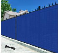 Bynbbur 8' x 30' Privacy Fence Screen with Copper Grommets, Heavy Duty Fencing Windscreen Mesh Shade Net Cover for Commercial and Residential, 150 GSM 90% Blockage, Cable Zip Ties Included (Blue)