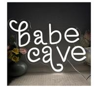 BYNGQW Hanging Art Neon Signs Babe Cave Letters Neon Signs White LED Light USB Powered Dimmable, for Bedroom Party Wall Decoration 27cm×37.5cm
