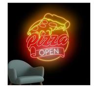 BYNGQW Hanging Art Neon Signs Open Pizza Business Logo Neon Signs USB Powered Adjustable Pizza Open Letter Neon Lights Suitable for Shop Wall Decor(45cmx45cm)