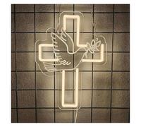 BYNGQW Hanging Art Neon Signs Peace Dove Jesus Cross Neon Sign LED Light for Easter Party Church Room Bedroom Living Room Wall Decor 24.5cmx33.5cm