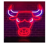 BYNGQW Hanging Art Neon Signs Red LED Bulls Neon Sign Chicago Sports Team Club Pub Office Hotel Party Wall Decor for Chicago Fans