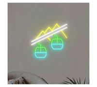 BYNGQW Hanging Art Neon Signs Ski Lift Neon Sign, Mountain Ski Resort Wall Art Decor, Attractions Winter Holiday Lamps USB Powered 38cmх35cm(E)