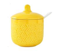 ByNGSDCC Sugar Container for Coffee Breakfast Afternoon Tea,Ceramic Bowl, Nordic Colorful Embossed Lattice Storage Jar, Solid Color Porcelain Pot, Salt, for(Yellow)