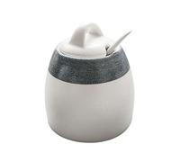 ByNGSDCC Sugar Container for Coffee Breakfast Afternoon Tea,Ceramic Bowl, with Lid and Spoon, White Farmhouse Pot Salt Seasoning Box SPI(A)