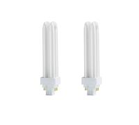 Bynome 2Pcs 18W G24q-2 4 Pin Compact Fluorescent Lamp, PLC CFL Energy Saving Light Bulbs,2U Double Turn Tube,1500LM Warm White 2700K,4-Pin Bathroom Light Bulb for Bedroom Corridor Kitchen Office