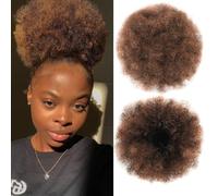 BYNOW Afro Drawstring Ponytail Extensions for Black Women 9A Synthetic Hair Afro Curly Drawstring (T1B/30# Afro Puff, Large Size)