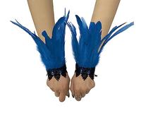 BYNYXI 2Pcs Feather Wrist Bands, Feather Cuffs for Wrists, Feather Wrist Cuffs Blue Arm Ornament for Women & Men Party Stage Performance and Festive Costumes