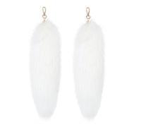 BYNYXI Fox Tail, 31cm/12.2Inch Therian Tail Keychain, Pom Pom Keyring, Plush Tail Keychain, Furry Tail Pendant for Keys, Handbag, Backpack, Cosplay, etc. (2 Piece)