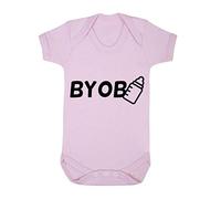 BYOB Bring Your own Bottle Baby Grow Vest, 6-12 Months, Pastel Pink