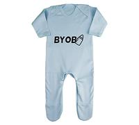 BYOB Bring Your own Bottle Baby Romper Jumpsuit with feet, 3-6 Months, Pastel Blue
