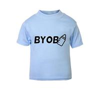 BYOB Bring Your own Bottle Short Sleeve Cotton Kids t Shirt, 2-3 Years, Pastel Blue