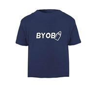BYOB Bring Your own Bottle Short Sleeve Cotton Toddler t Shirt, 1-2 Years, Navy