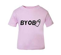 BYOB Bring Your own Bottle Short Sleeve Cotton Toddler t Shirt, 3-4 Years, Pastel Pink