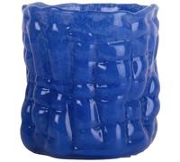 BYON Laranne 5280607713 Candle Holder - Hand Blown Glass in Blue Decorative Irregular Surface Tea Light Holder 10cm Dishwasher Safe