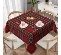 BYONEESS Christmas Table Cloths Square 60x60 Inch Red Green Buffalo Plaid Tablecloth Merry Christmas Winter Xmas Table Covers for Holiday Party Dining Kitchen Picnic Patio Outdoor Decor
