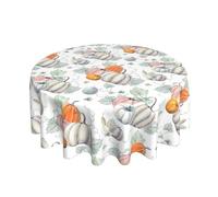 BYONEESS Fall Tablecloth 60 Inch Round Watercolor Pumpkin Table Cloth Thanksgiving Autumn Harvest Washable Circle Table Cover for Holiday Kitchen Party Picnic Patio Outdoor Indoor Decor