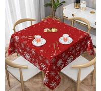 BYONEESS Red Christmas Snowflake Square Tablecloth 54x54 Inch Merry Christmas Table Cloth Xmas Table Covers for Holiday Party Dining Kitchen Picnic Patio Outdoor Decor