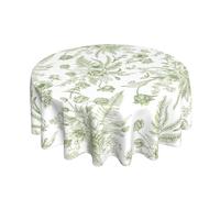 BYONEESS Sage Green Floral Tablecloth Round 60 Inch Vintage Chinoiserie Flowers Table Cloth Rustic Farmhouse Table Cover for Home Kitchen Dining Picnic Party Indoor Outdoor Decor