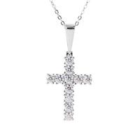 Byourcher Cross Pendant Moissanite Diamond Necklace for Women and Man, 925 Sterling Silver Hypoallergenic Jewelry Gift for Mother's Day, Father's Day, Birthday,Wedding