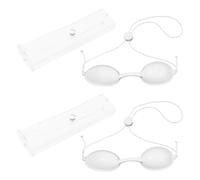 ByPaCrow 2 Pcs Safety Tanning Goggles IPL Eye Patch Red Blue Light Eye Protection Sunbed Eyewear with Transparent Bags Eyepatch Eyeshields for Patients in IPL, UV, Infrared LED Light Therapy (White)