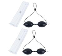 ByPaCrow 2 Pcs Safety Tanning Goggles IPL Eye Patch Red Blue Light Eye Protection Sunbed Eyewear with Transparent Bags Eyepatch Eyeshields for Patients in IPL, UV, Infrared LED Light Therapy (Black)