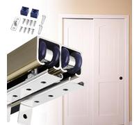Bypass Barn Door Hardware Kit11.5ft HeavyDuty Track System with Smooth Rollers for Double Pocket Sliding DoorsDurable Easy Installation Perfect for Home Decor