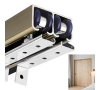 Bypass Double Sliding Pocket Door Hardware Kit, Interior Sliding Wood Doors Rail, Aluminium Closet Door Track Top Guide, Quiet Smooth Glide(Champagne,64in/163cm)