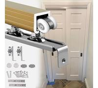 Bypass Sliding Door Hardware Kit Top Mounted Aluminum Track System for Bedroom & Office 11ft 3.40m Gold Finish Easy Installation & Stylish Design