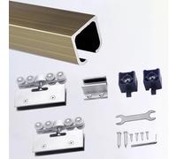 Bypass Sliding Door Kit for Mirrored Wardrobe Includes Track Rollers & Hardware Champagne Finish Fits 24" 30" 36" 48" 60" 72" Doors 78in 198cm Long