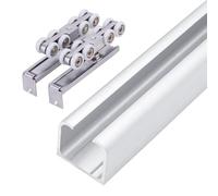 Bypass Sliding Door Track Kit with Silent Rollers, Commercial Pocket Door Rail Hardware for Wardrobe Closet and Barn Door