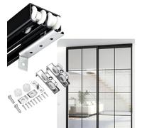 Bypass Sliding Double Track Hardware Kit for 2 Doors, 4 6 8 9 10 ft Heavy Duty Sliding Closet Door Hardware, Cabinet Barn Door Rail Set(Black,4.2m(13.8ft))