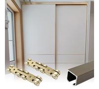 Bypassing Closet Door Track and Unique Metal Rollers, Aluminium Pocket Door Rail Quietly & Smoothly, Customizable Interior Sliding Doors(Gold,19.7ft (6.0m))