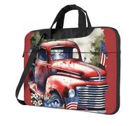 BYPPJGH 4th Of July Patriotic Old Red Truck Laptop Shoulder Bag For Men Women Briefcase Messenger Bag W/Strap Handle Waterproof Laptop Sleeve Bag 15.6 Inch