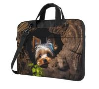 BYPPJGH A Little Yorkshire Terrier Laptop Shoulder Bag For Men Women Briefcase Messenger Bag W/Strap Handle Waterproof Laptop Sleeve Bag 14 Inch