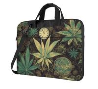 BYPPJGH A Puff In Time Weed Marijuana Laptop Shoulder Bag For Men Women Briefcase Messenger Bag W/Strap Handle Waterproof Laptop Sleeve Bag 14 Inch