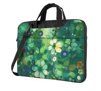 BYPPJGH Abstract Seasonal Green Floral Laptop Shoulder Bag For Men Women Briefcase Messenger Bag W/Strap Handle Waterproof Laptop Sleeve Bag 13 Inch
