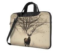 BYPPJGH Abstract Tree Elk Picture Laptop Shoulder Bag For Men Women Briefcase Messenger Bag W/Strap Handle Waterproof Laptop Sleeve Bag 13 Inch
