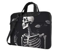 BYPPJGH Aesthetic Skeleton Laptop Shoulder Bag For Men Women Briefcase Messenger Bag W/Strap Handle Waterproof Laptop Sleeve Bag 14 Inch